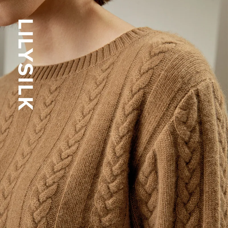 LILIXIUKE Fall And Winter Cardigan Sweater Women's Toffee Color-1
