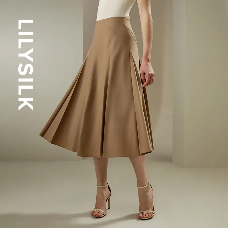 LILIXIUKE Casual Long Skirts Women's Mocha-1
