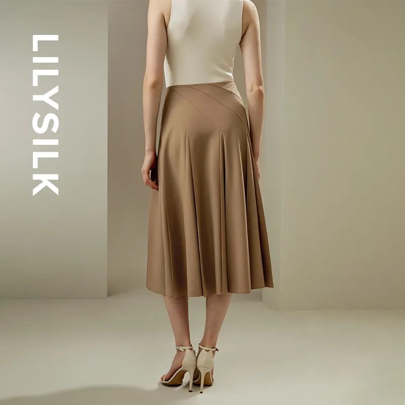 LILIXIUKE Casual Long Skirts Women's Mocha-2