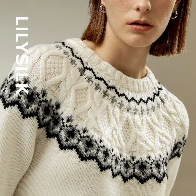 LILIXIUKE Sweater Women's Black/White Fare Island-1