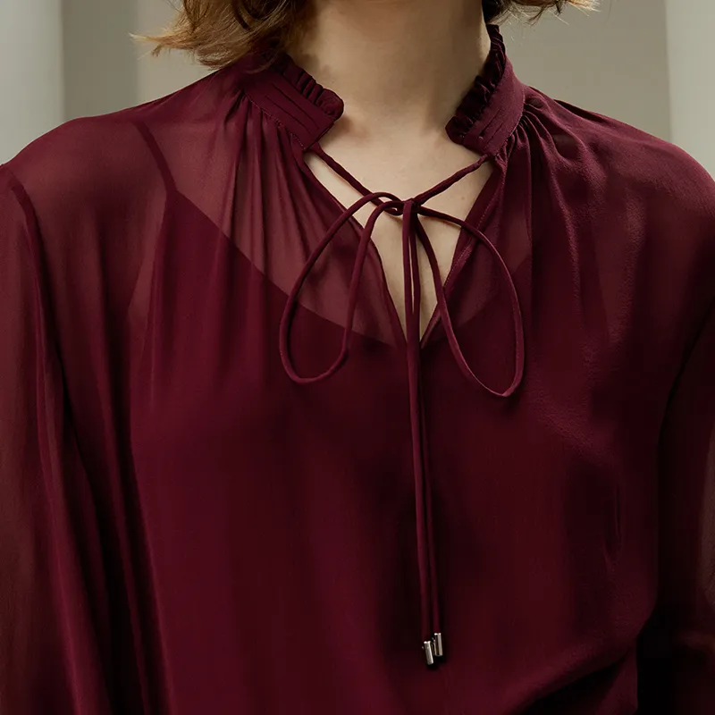 LILIXIUKE Shirt Women's Ox Blood Red-6