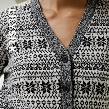 LILIXIUKE Sweater Women's Snowflakes On A White Background