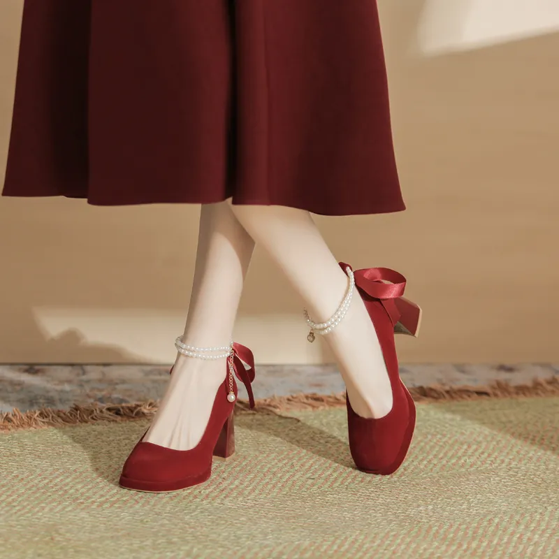 Dunnu Chunky Heel High Heels Women's-5