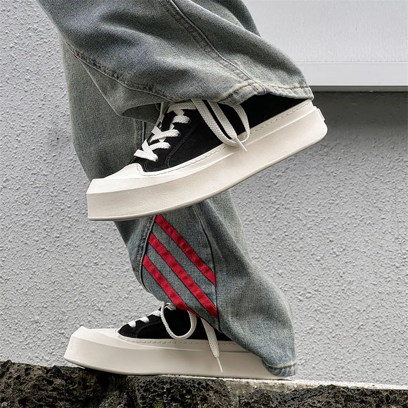 Dunnu Thermal Waterproof Cushioning Abrasion Resistant Height Increasing Low Top Skateboard Shoes Men's Black-3