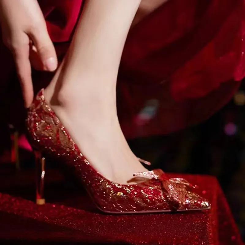 Dunnu Slim Heel High Heels Women's Red Box Included-9