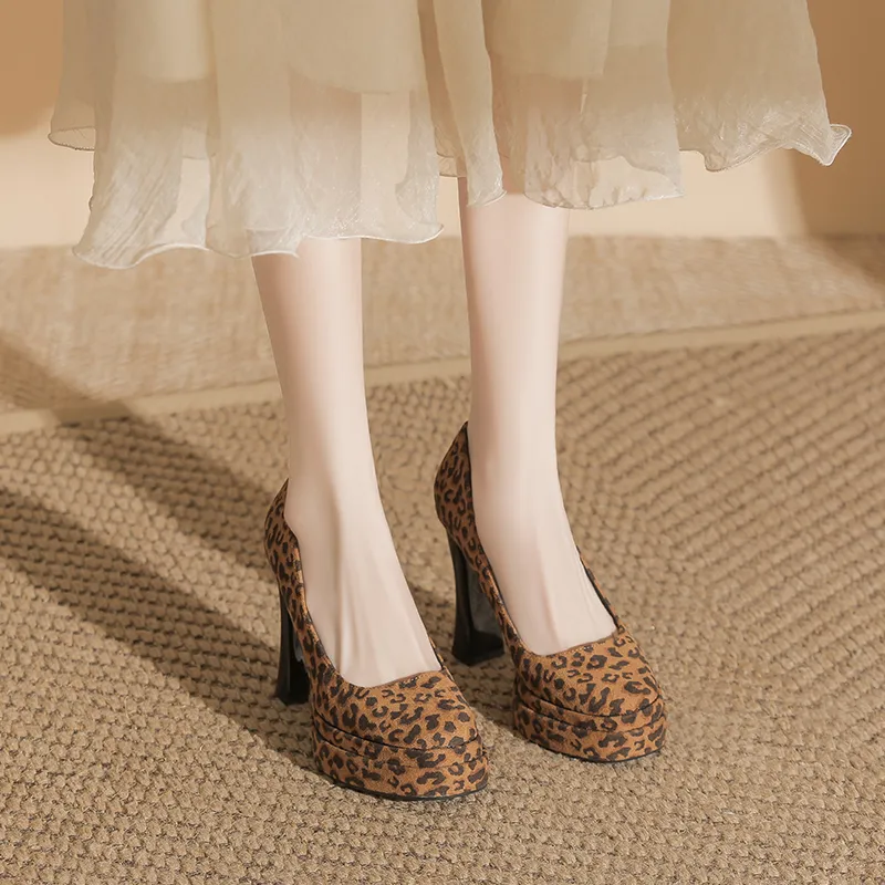 Dunnu High Heels Women's Leopard Print-4