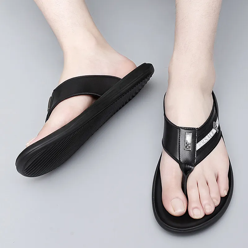 Dunnu Quiet Abrasion Resistant Flip Flops Men's Black-2