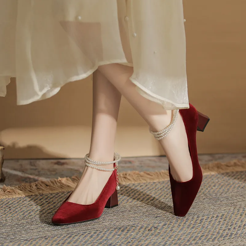 Dunnu Chunky Heel High Heels 5cm Women's-7