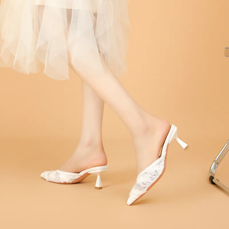 Dunnu Rubber Sole Cut Out Slip Resistant Quick Dry Closed Toe Slippers Women's White-5