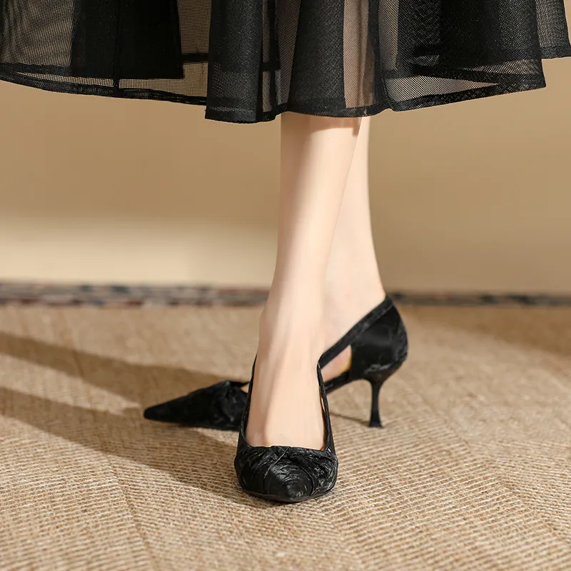 Dunnu Slim Heel High Heels 6.5cm Women's Black-10