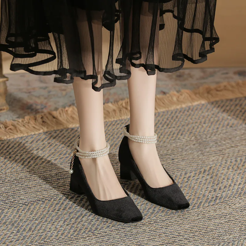 Dunnu Chunky Heel High Heels 5cm Women's-24