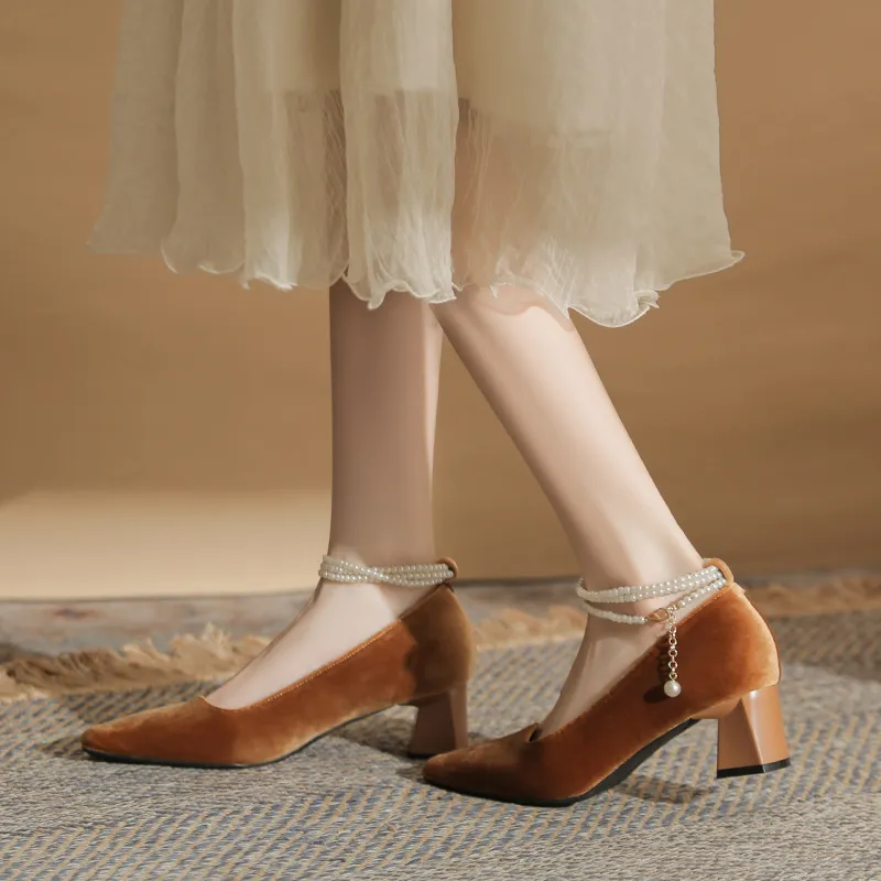 Dunnu Chunky Heel High Heels 5cm Women's-14