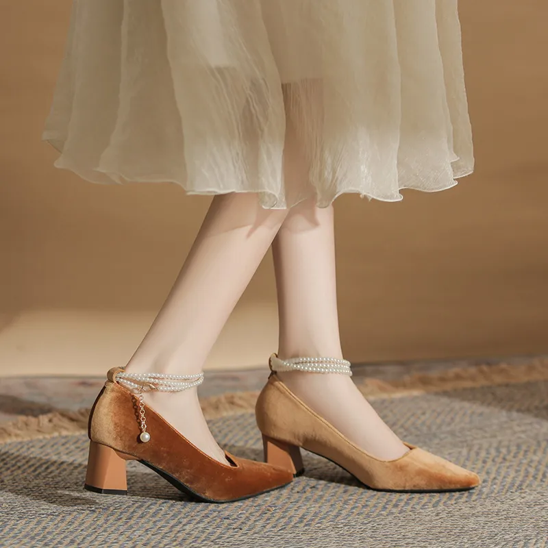 Dunnu Chunky Heel High Heels 5cm Women's-33