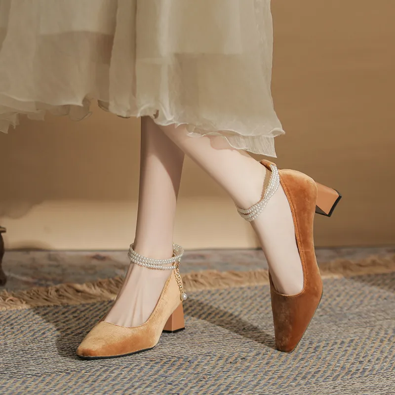 Dunnu Chunky Heel High Heels 5cm Women's-32