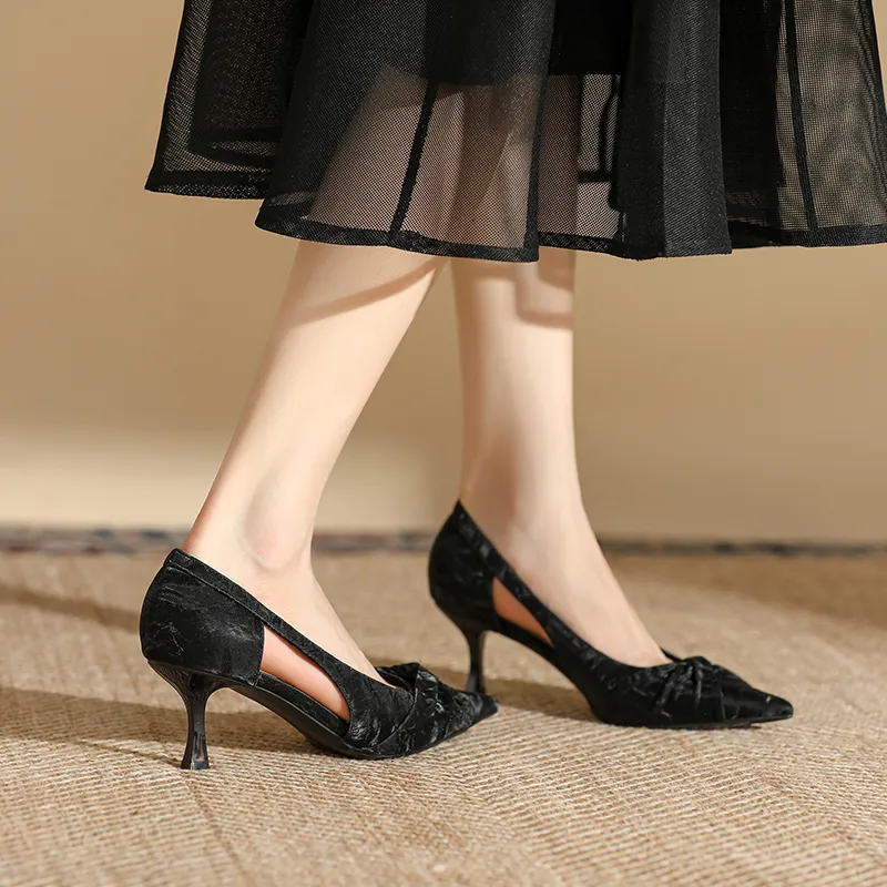 Dunnu Slim Heel High Heels 6.5cm Women's Black-11