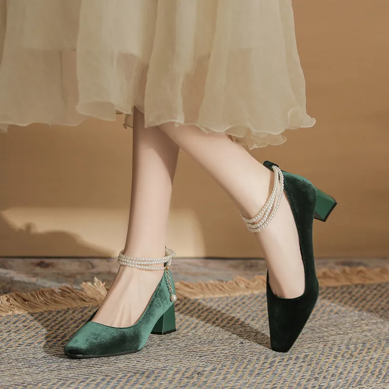 Dunnu Chunky Heel High Heels 5cm Women's-18