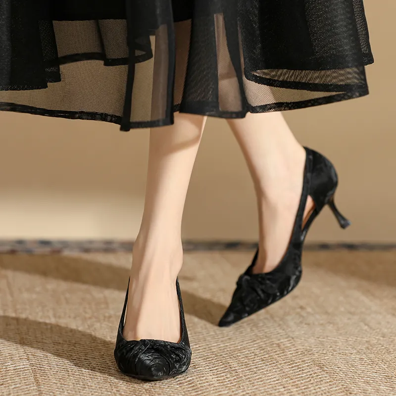Dunnu Slim Heel High Heels 6.5cm Women's Black-3