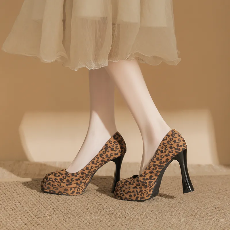 Dunnu High Heels Women's Leopard Print-3