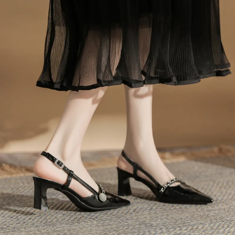 Dunnu Chunky Heel High Heels 5cm Women's Box Included-19