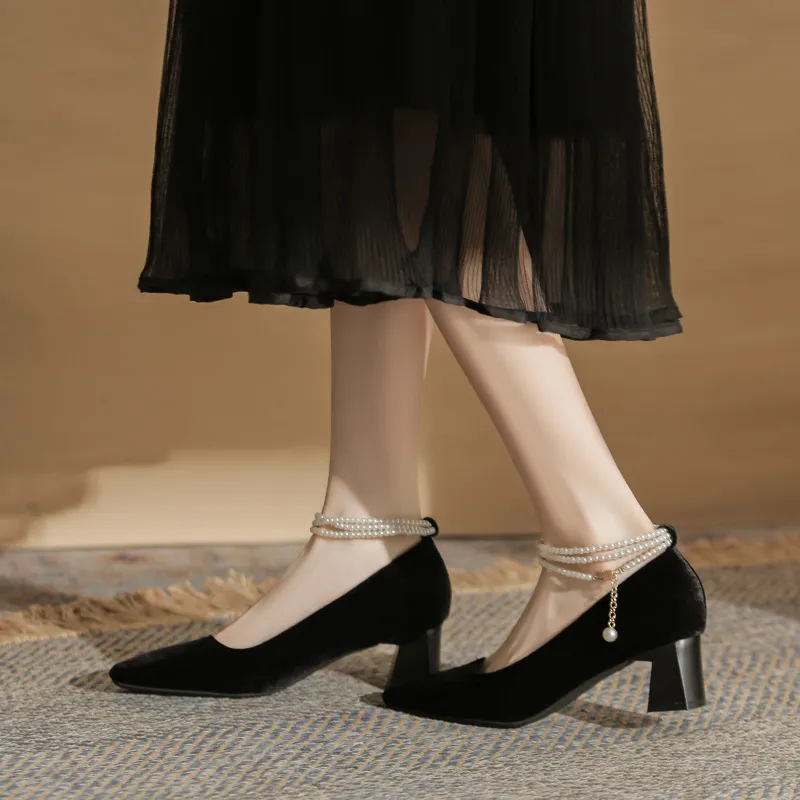 Dunnu Chunky Heel High Heels 5cm Women's-21