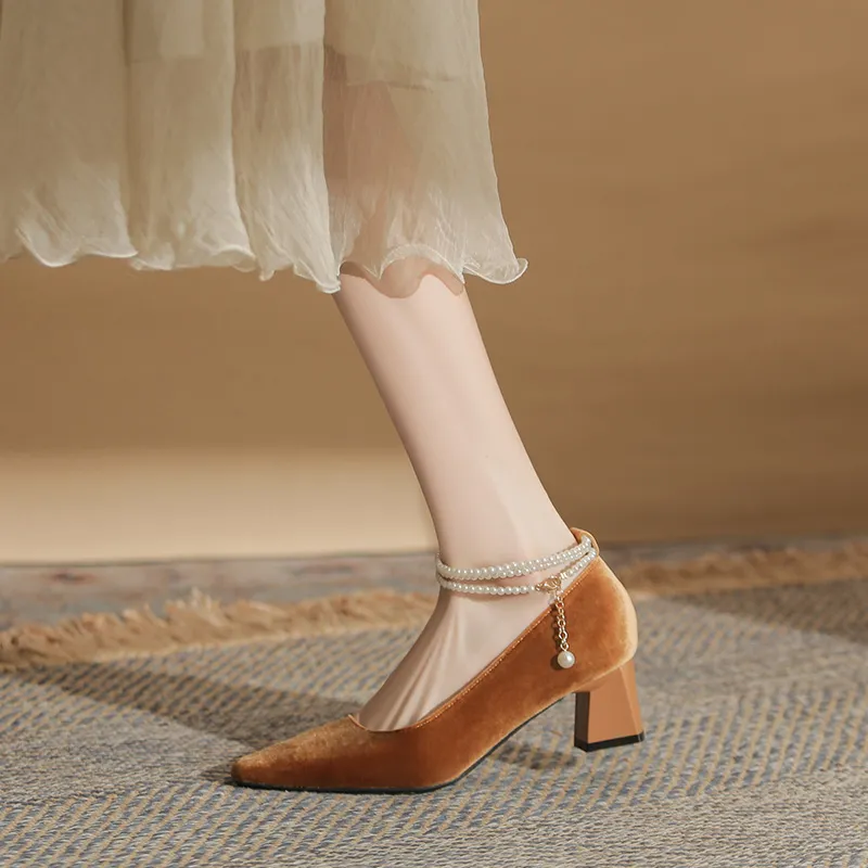 Dunnu Chunky Heel High Heels 5cm Women's-13