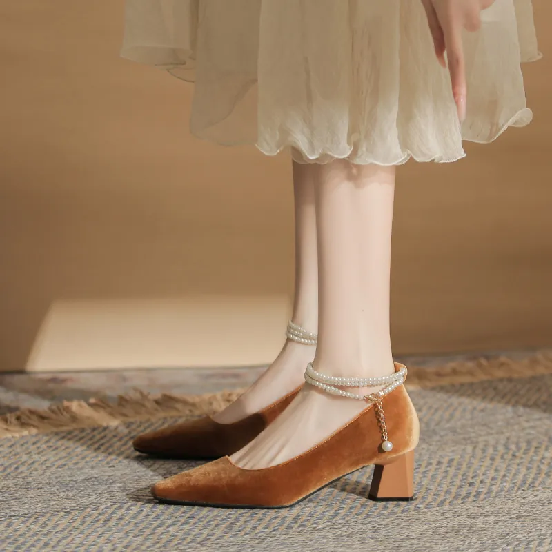 Dunnu Chunky Heel High Heels 5cm Women's-11