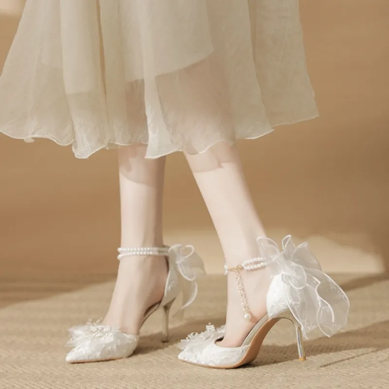 WOXXXN Slim Heel High Heels Women's White-6