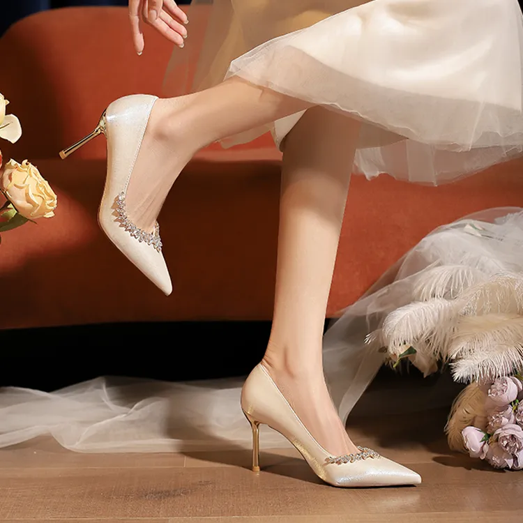 WOXXXN High Heels Women's Champagne Gold [Gift Box Set]-2