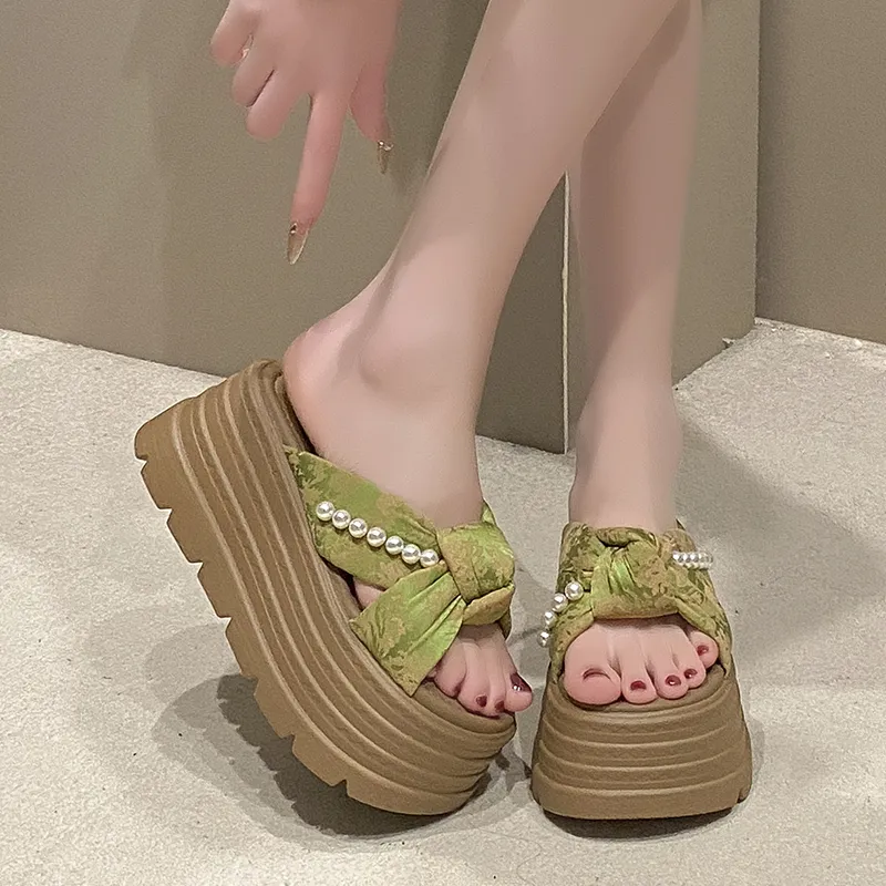 WOXXXN Slide Slippers Women's Black, Beige, Green-11
