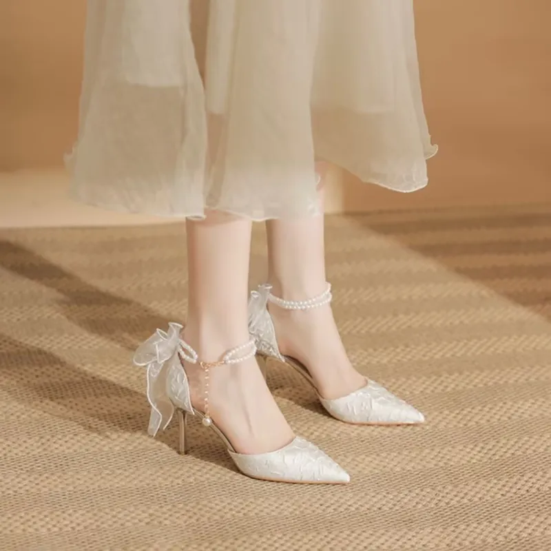 WOXXXN Slim Heel High Heels Women's White-6