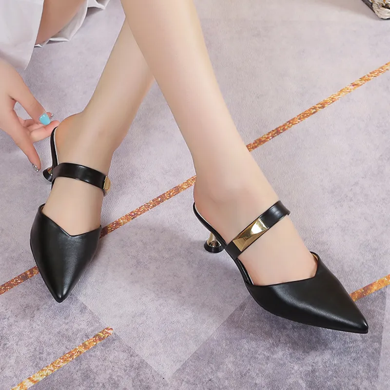 WOXXXN Rubber Sole Leather Patchwork Quick Dry Closed Toe Slippers Women's-3