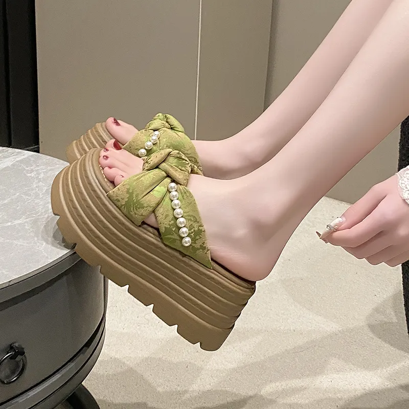 WOXXXN Slide Slippers Women's Black, Beige, Green-10
