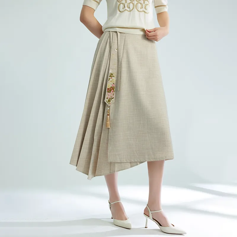 ROSESTUDIOBYGUOPEI Casual Long Skirts Women's Coffee-3