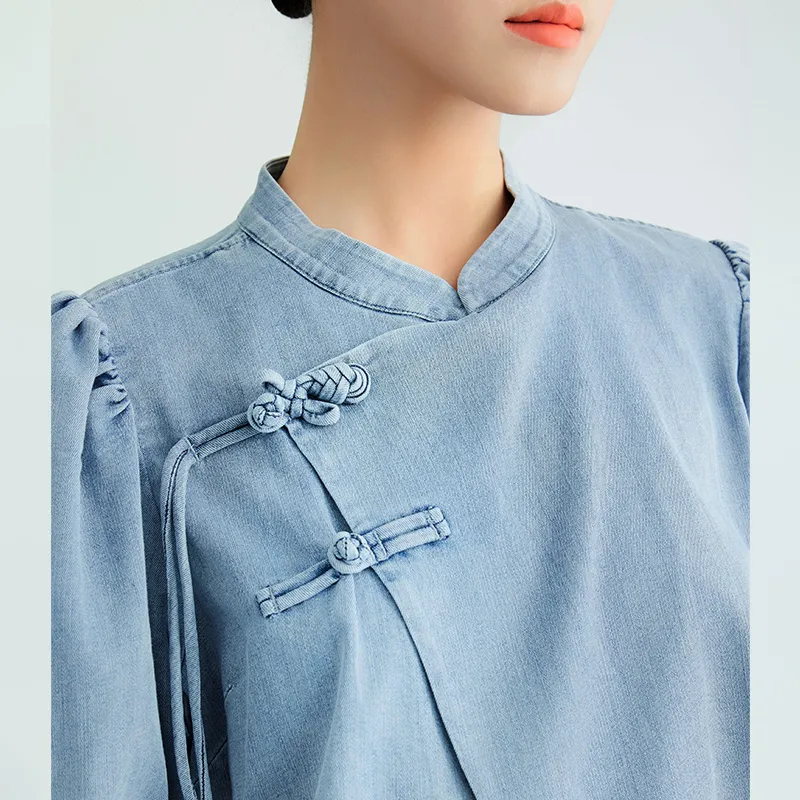 ROSESTUDIOBYGUOPEI Denim Jacket Women's Blue-2