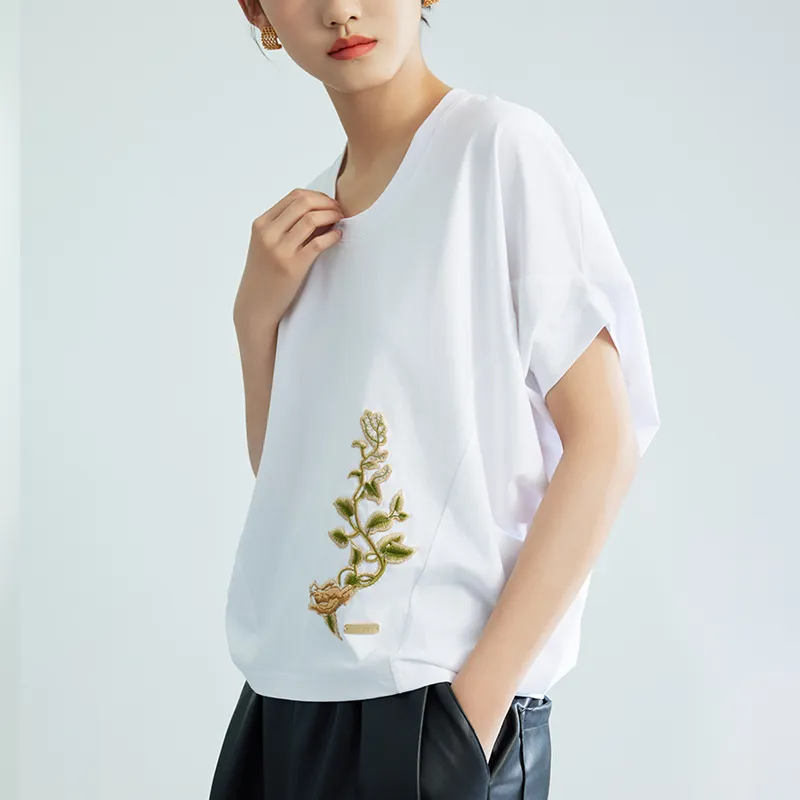 ROSESTUDIOBYGUOPEI Batwing Sleeve T Shirt Women's-5