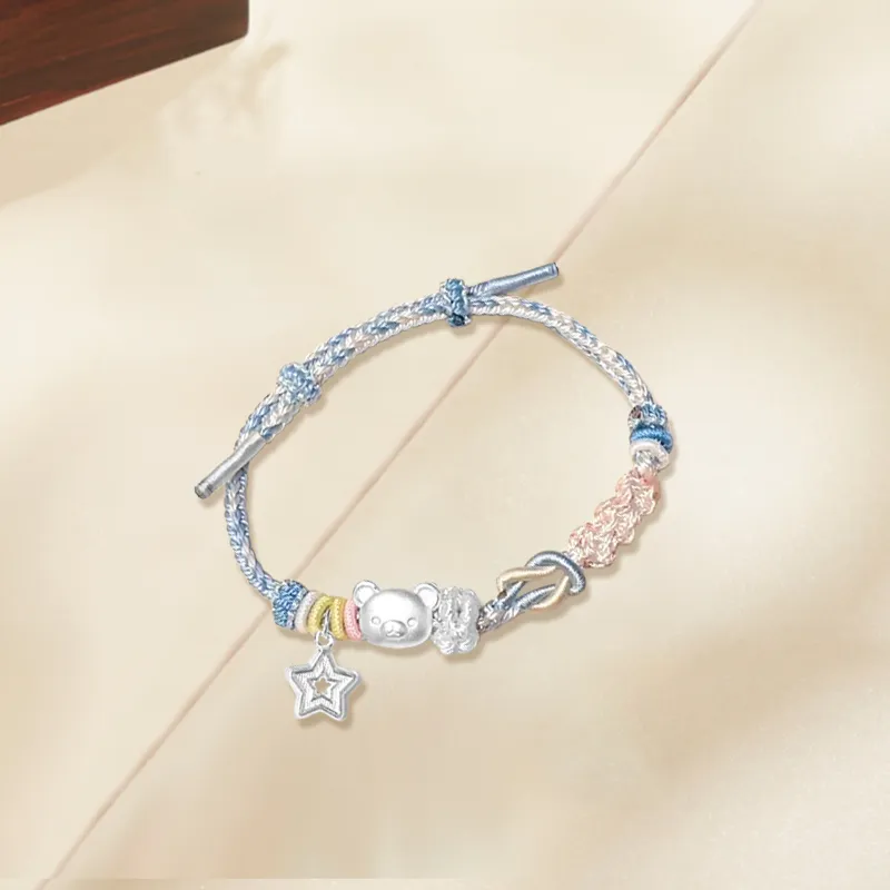 Sterling Silver S999 Fine Silver Material Rope Bracelet Accessory Unisex-7