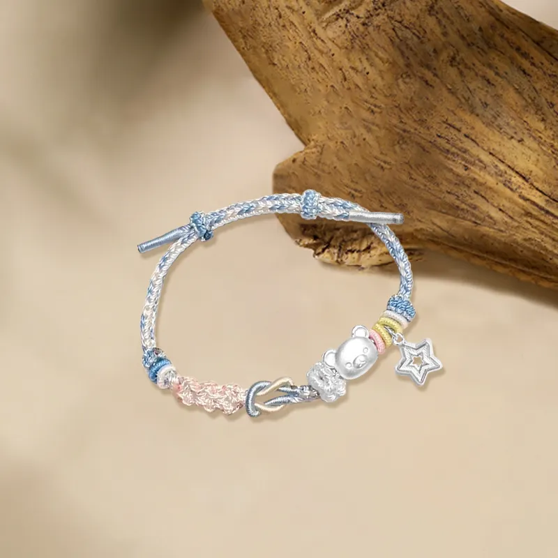 Sterling Silver S999 Fine Silver Material Rope Bracelet Accessory Unisex-8