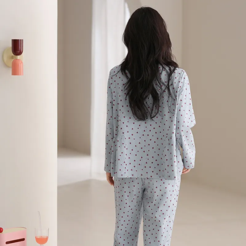 FENTENG Pajama Set Women's Light Aqua Blue-4
