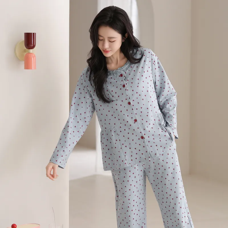 FENTENG Pajama Set Women's Light Aqua Blue-3