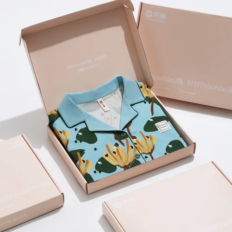FENTENG Pajama Set Women's Gift Box Set Ice Blue-7