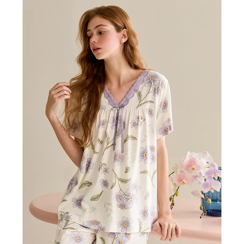 FENTENG Pajama Set Women's Light Purple-3