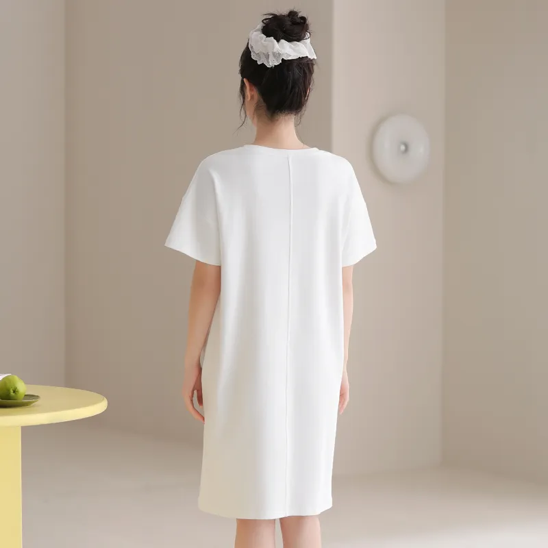 FENTENG Nightgown Women's Elegant White-4