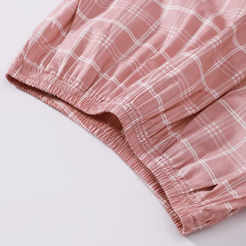 FENTENG Pajama Pants Women's Pink Plaid-2
