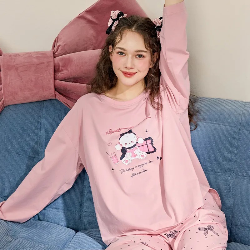 FENTENG Pajama Set Women's Pastel Pink-4