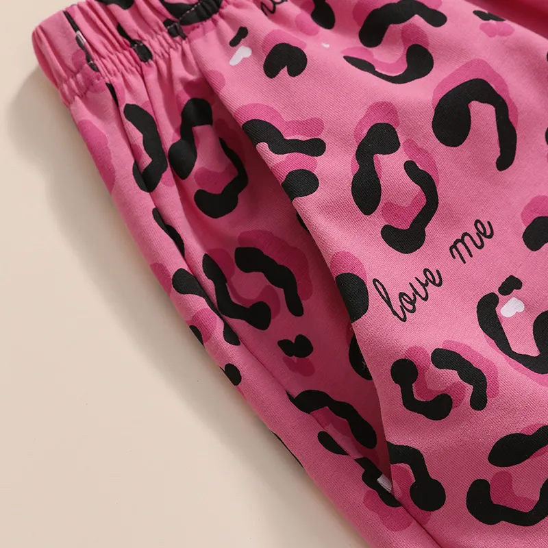 FENTENG Pajama Pants Women's Pink Leopard Print-3