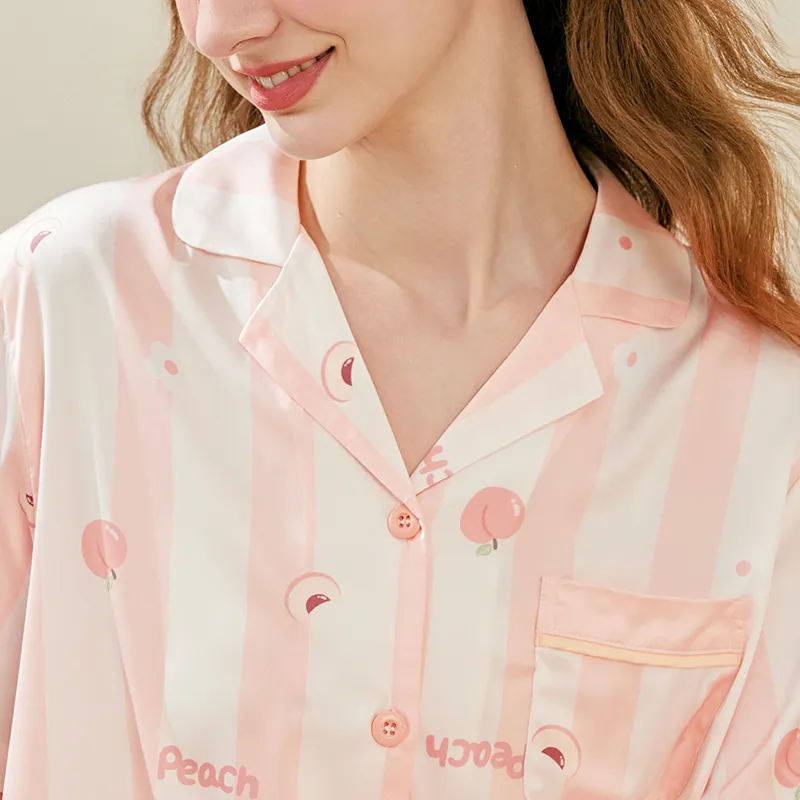 FENTENG Pajama Set Women's Pink Oranges-1