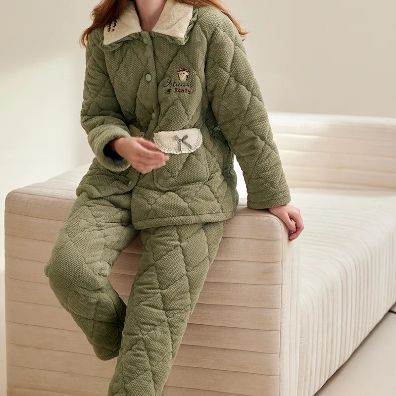 FENTENG Pajama Set Women's Magnolia Pink Tea Green-4