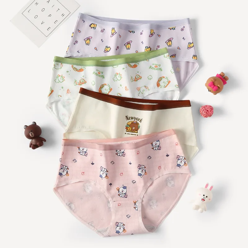 FENTENG x LINE FRIENDS Brown Bear Underpants Women's 4 Pack-1