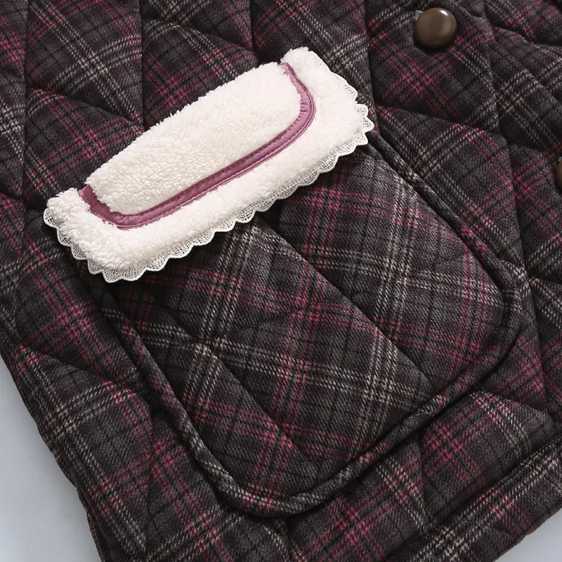 FENTENG Pajama Set Women's Pink Plaid-2