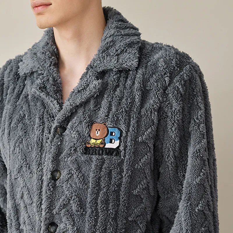 FENTENG x LINE FRIENDS Brown Bear Pajama Set Men's Royal Blue-2